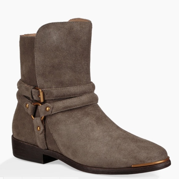UGG Shoes - UGG Kelby Mouse Gray / Gold Suede Ankle Boots NEW